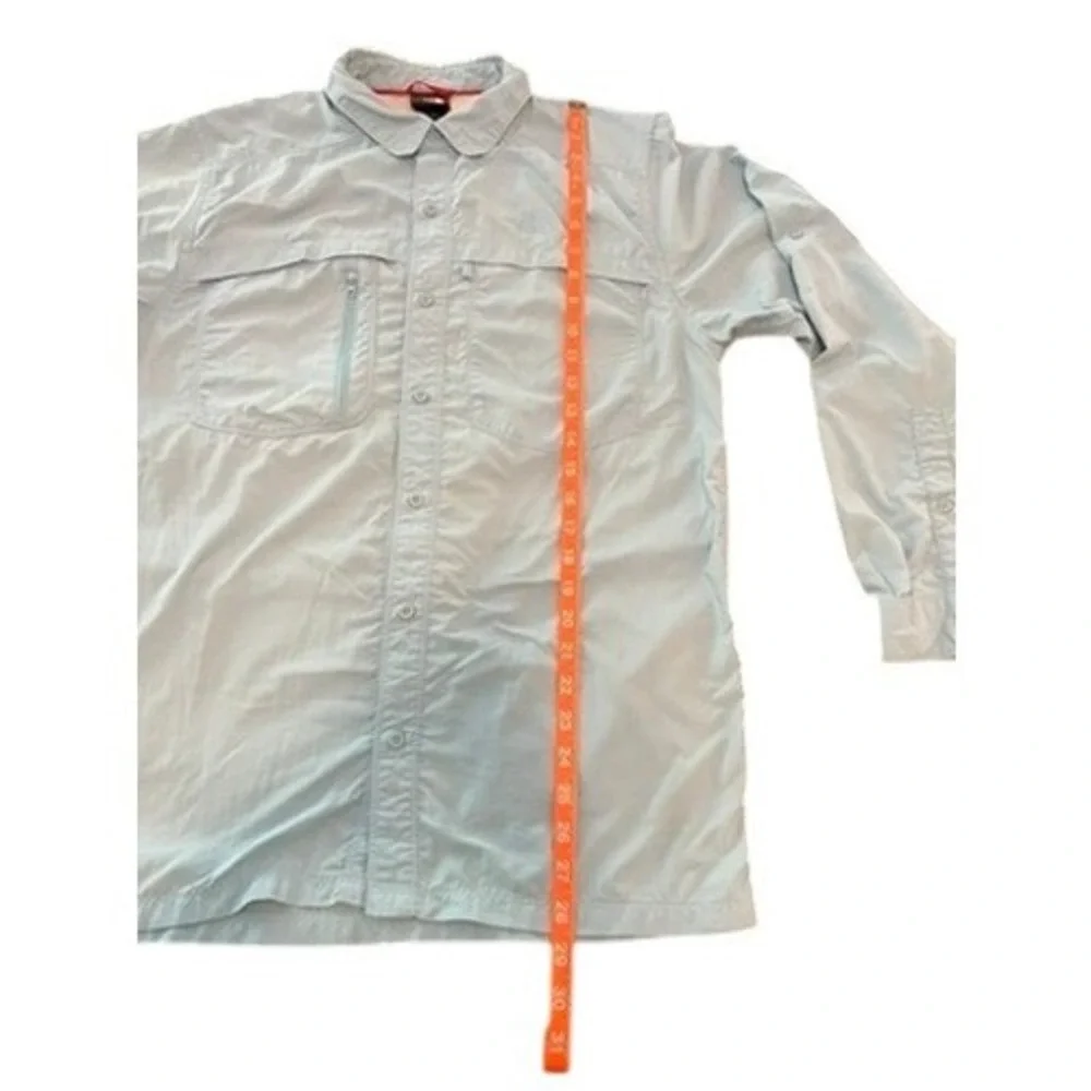 The North Face Mens Light Blue Nylon Hiking Fishing‎ Long Sleeve Shirt Size M